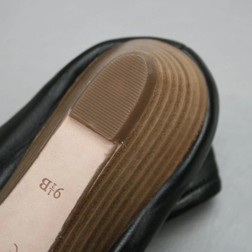 Cole Haan Ladies 9.5 Amari NikeAir Black Leather Open-toe Wedge Pump Heels Shoes - Picture 10 of 12